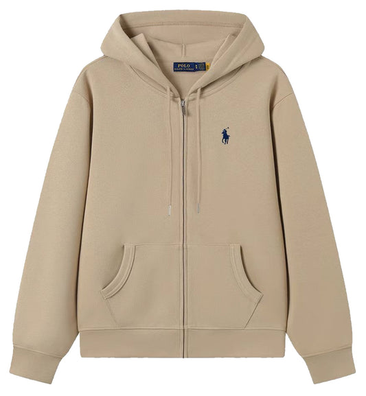 Ralph Lauren Small Logo Zipped Hoodie (Beige)