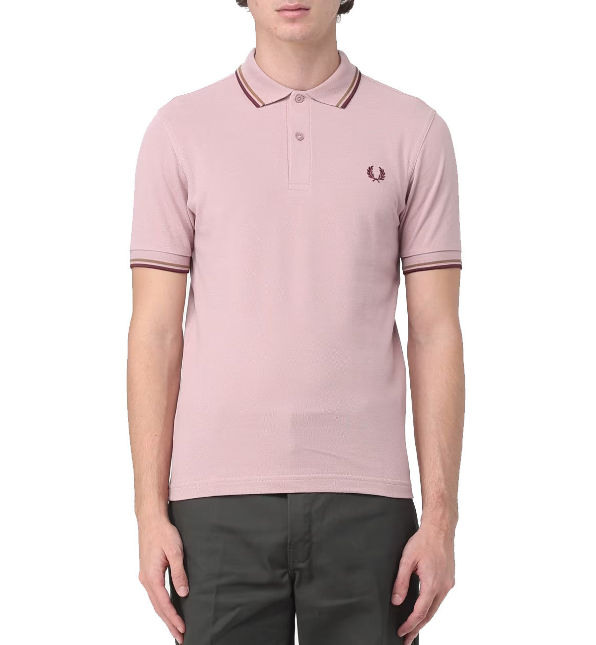 Pink fred perry polo shirt best sale