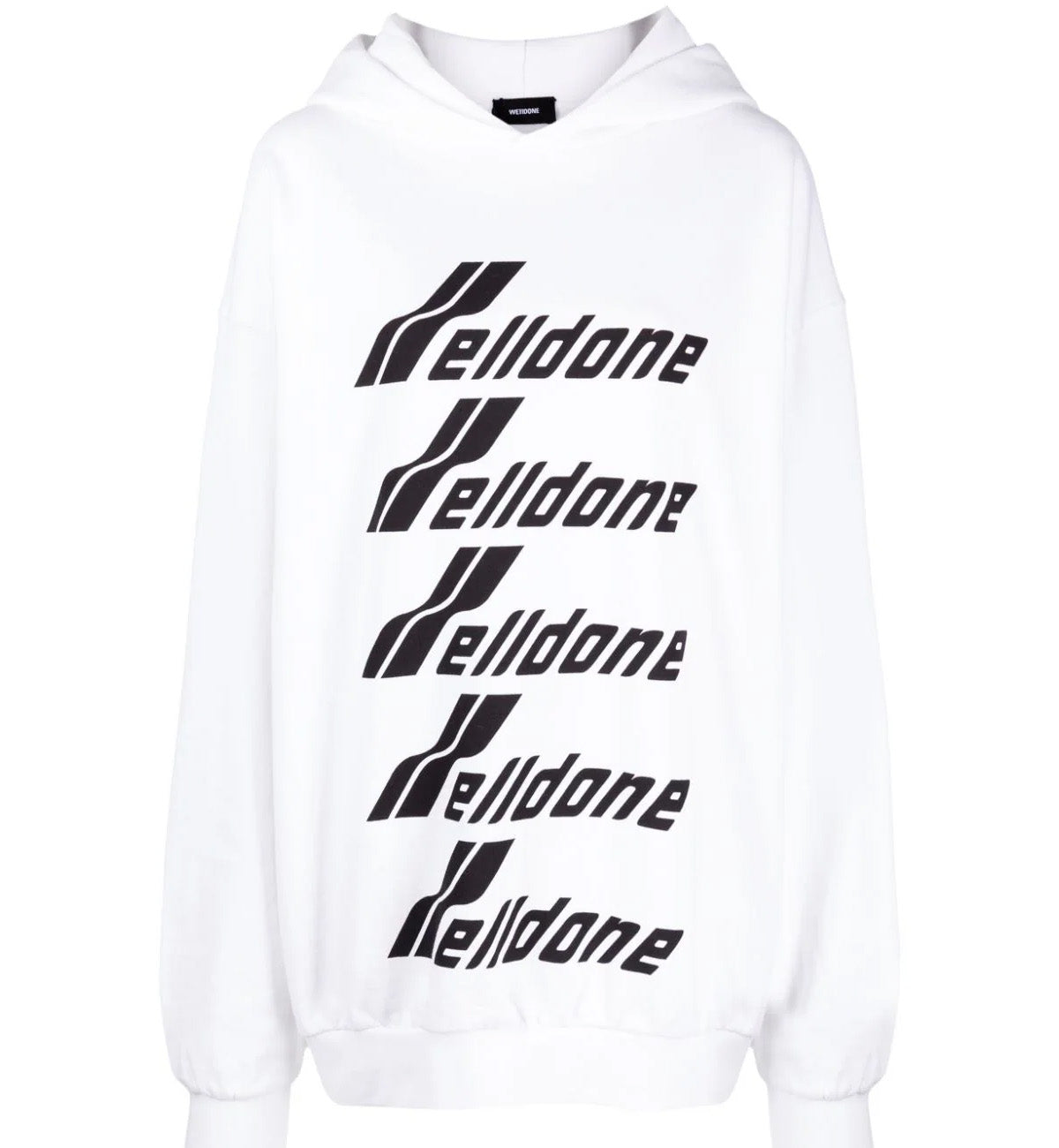 WE11DONE Multiple Front Logo Cotton Hoodie (White)