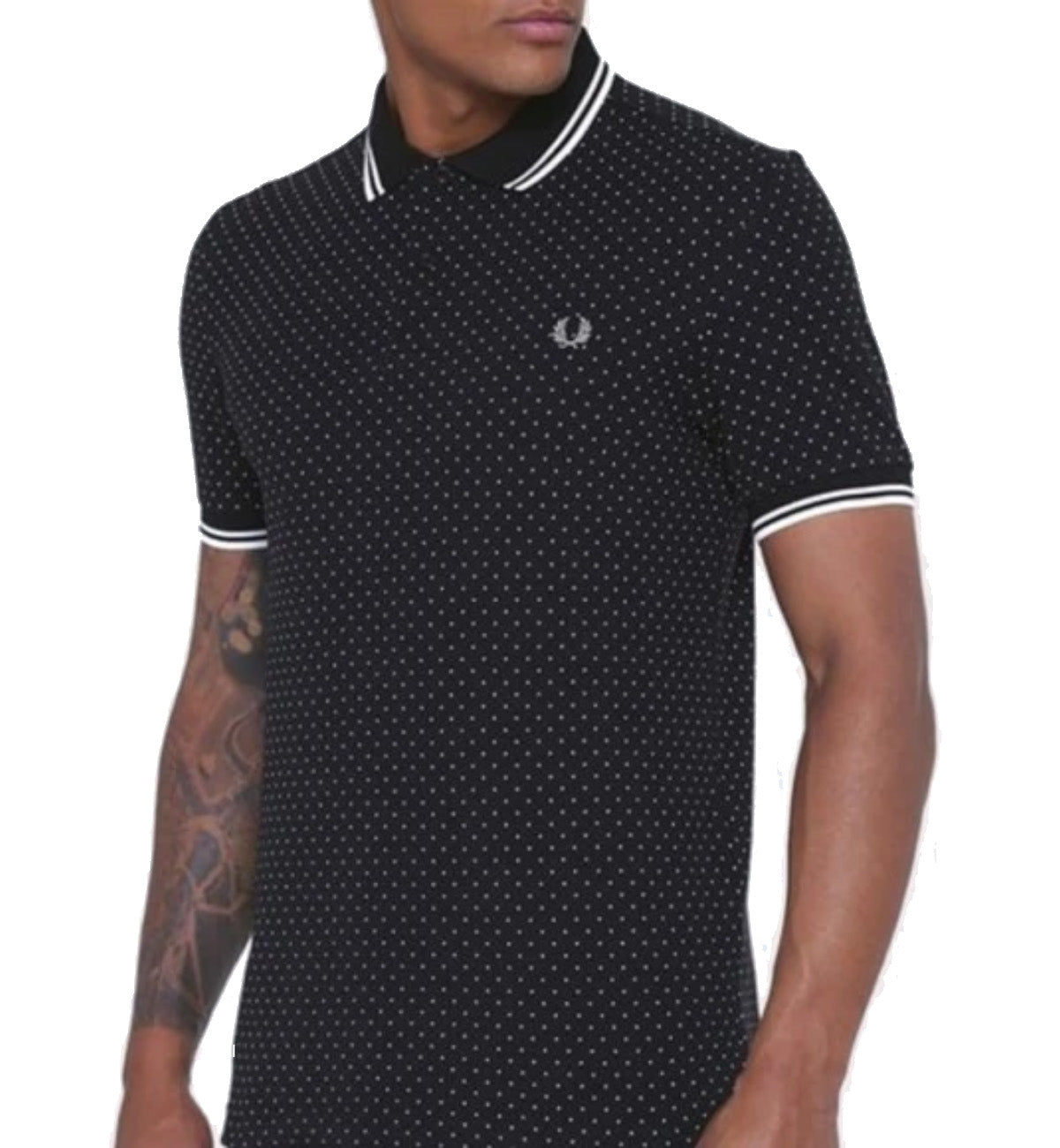 Fred Perry Printed Polka Dot Black Polo T-shirt