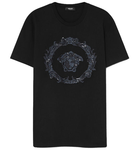 Versace Embroidered Medusa Vine T-Shirt (Black)