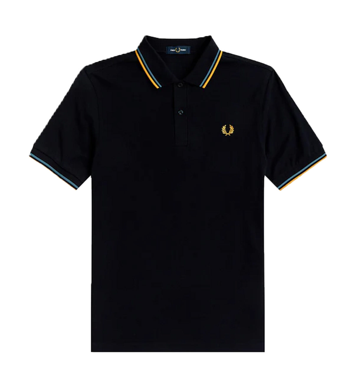 Fred Perry Yellow Blue Stripe Black Polo Shirt