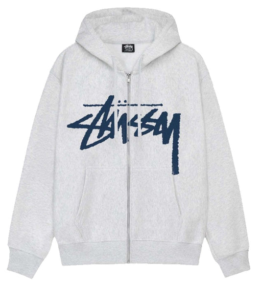 Stussy Stock Zip Hoodie (Ash Heather)