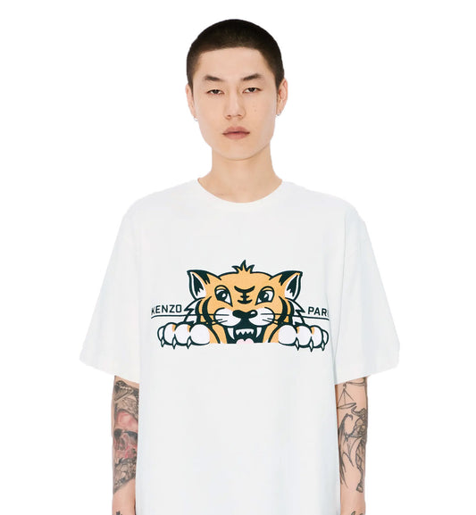 Kenzo Embroidered Happy Tiger T-Shirt (White)