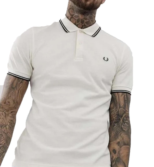 Fred Perry Black Double Stripe White Polo Shirt
