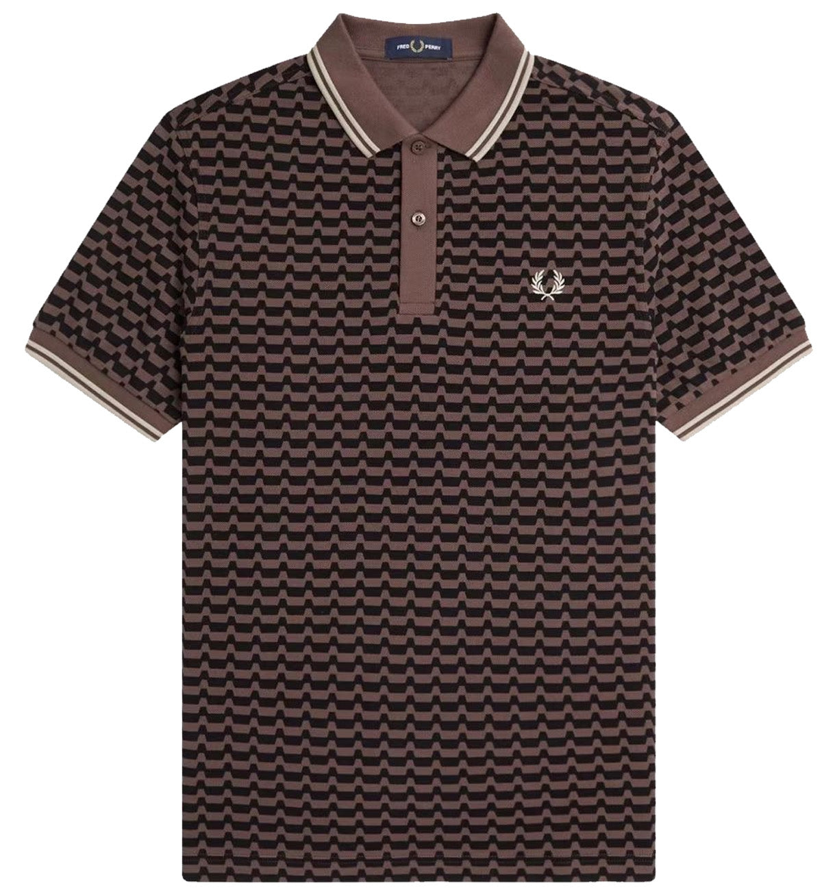 Fred Perry Abstract Graphic Brown Polo Shirt