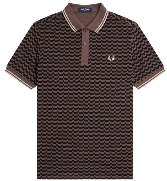 Fred Perry Abstract Graphic Brown Polo Shirt