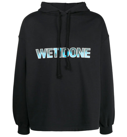 WE11DONE Logo Printed Cotton Hoodie (Black)