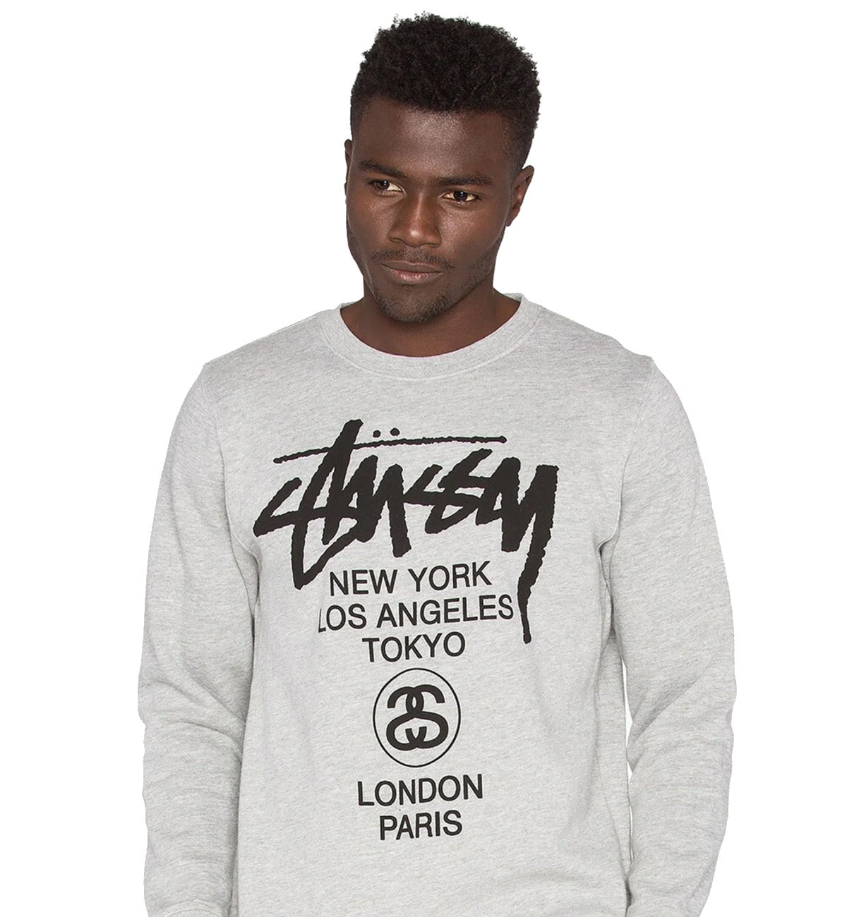 Stussy World Tour Crewneck Sweatshirt (Grey)
