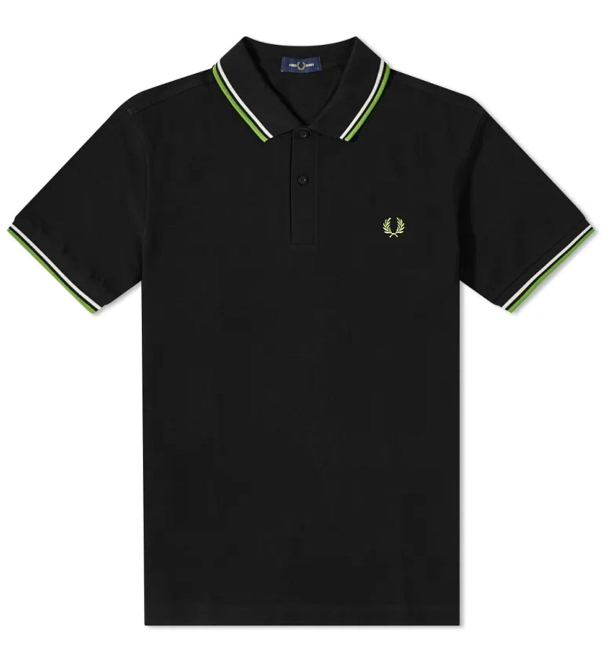 Fred Perry Lime White Stripe Polo Black Shirt