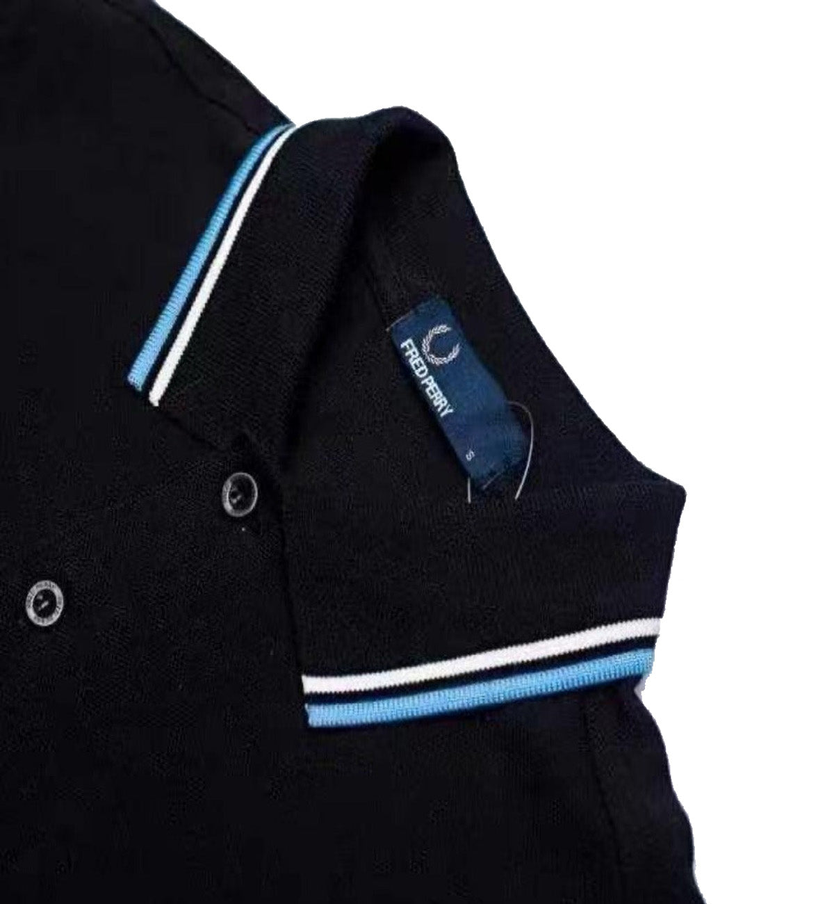 Fred Perry Cyan White Stripe Black Polo Shirt