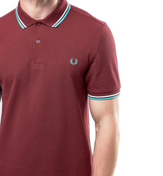 Fred Perry Cyan White Stripe Maroon Polo Shirt