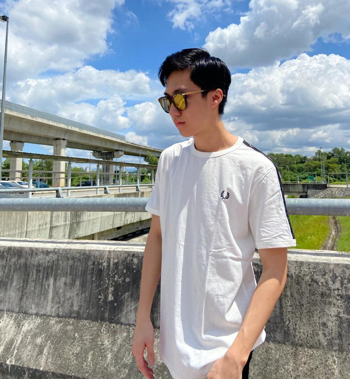 Fred Perry Taped Shoulder Tee - White