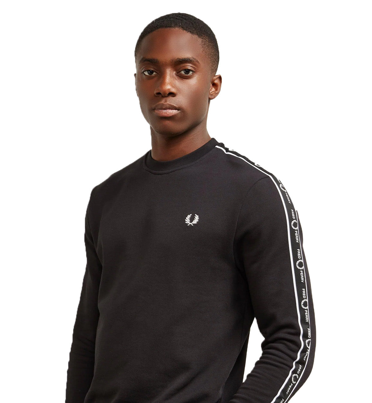 Fred Perry Long Sleeve T-Shirt with Side Taping (Black)