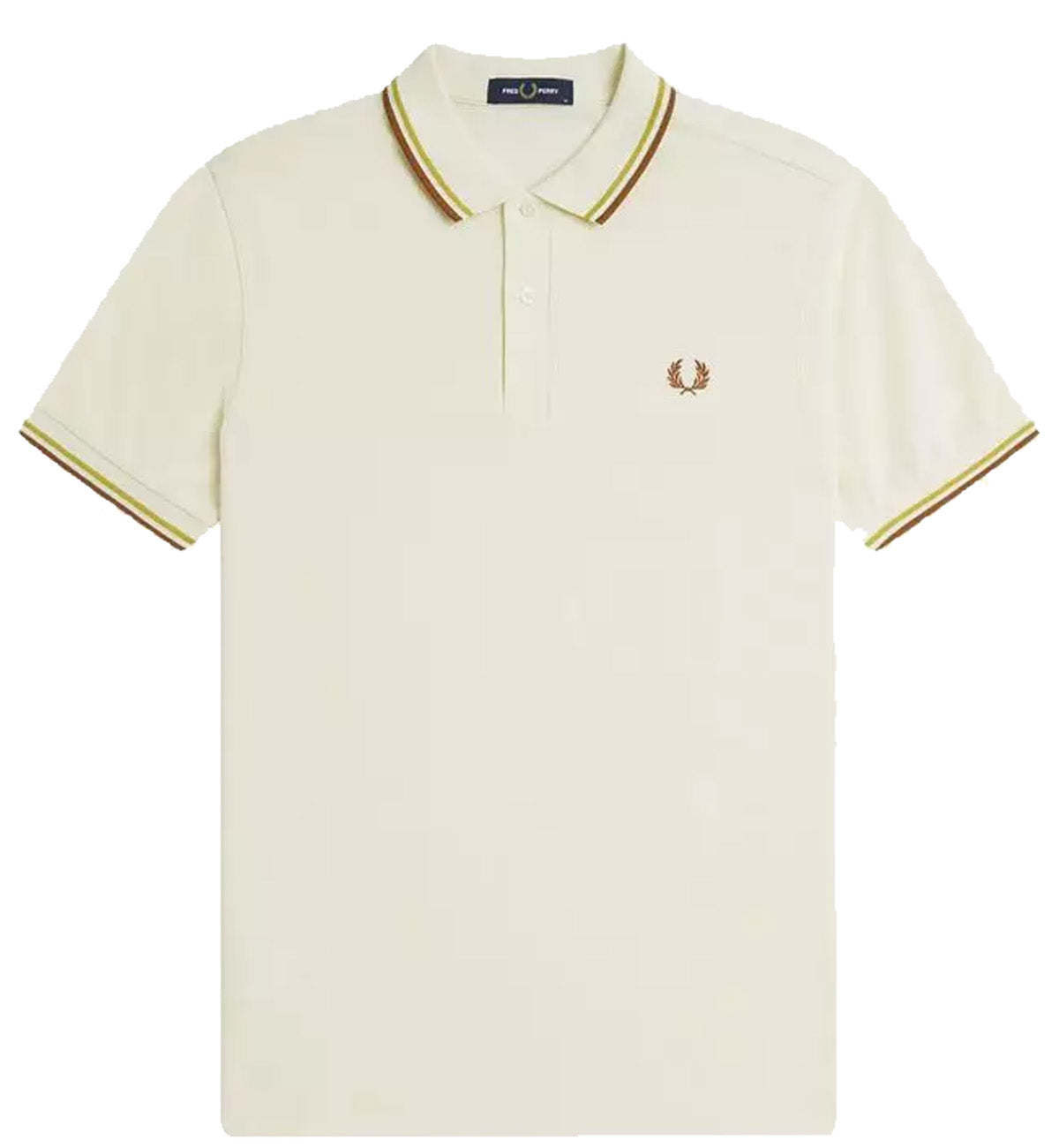 Fred Perry Bronze Yellow Stripe Polo Cream Shirt