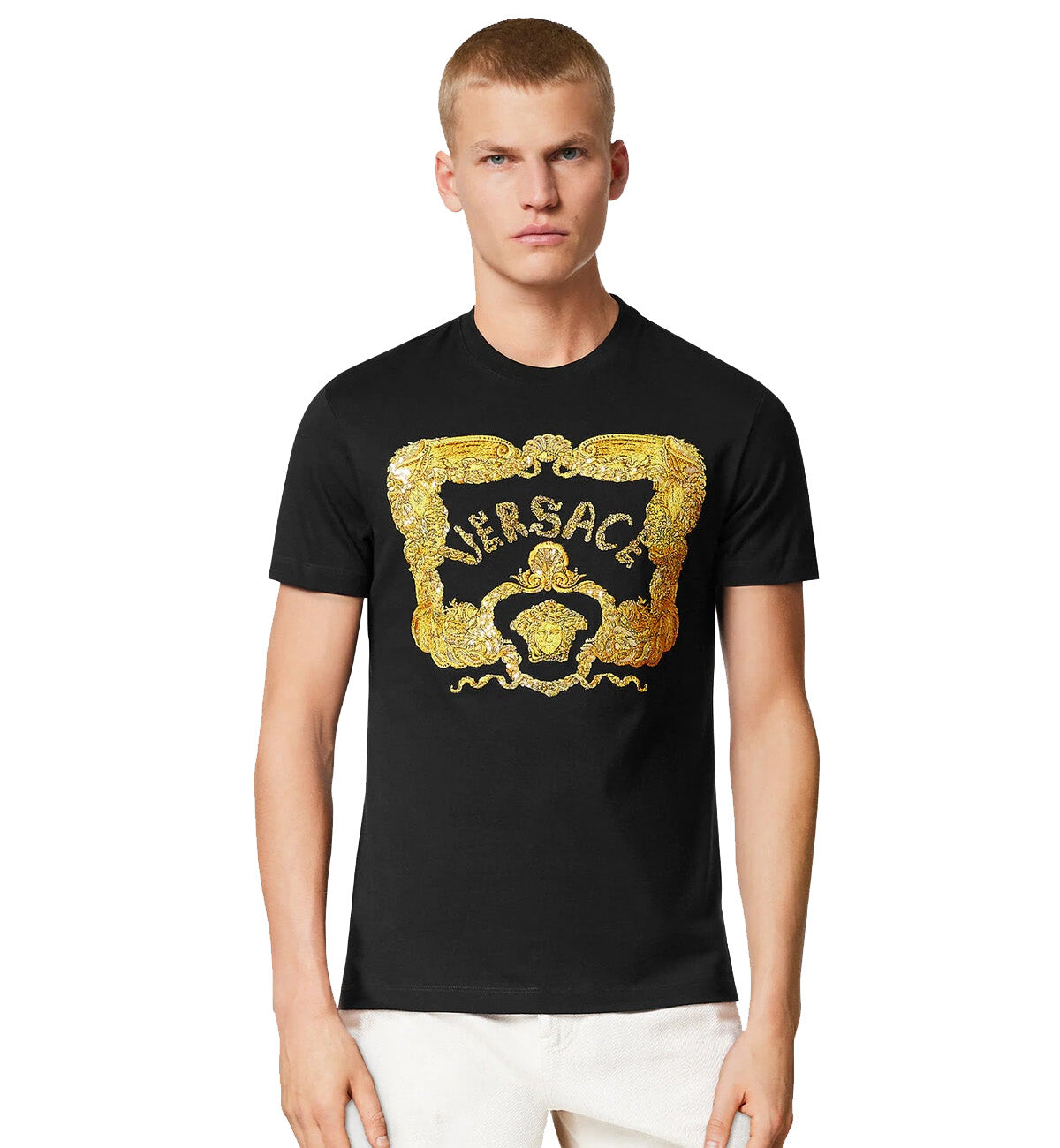 Versace Embroidered Seashell Baroque T-Shirt (Black)