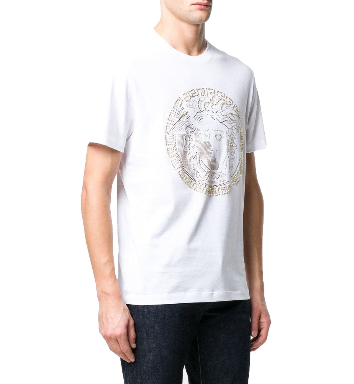 Versace Studded Medusa Logo Tee (White)