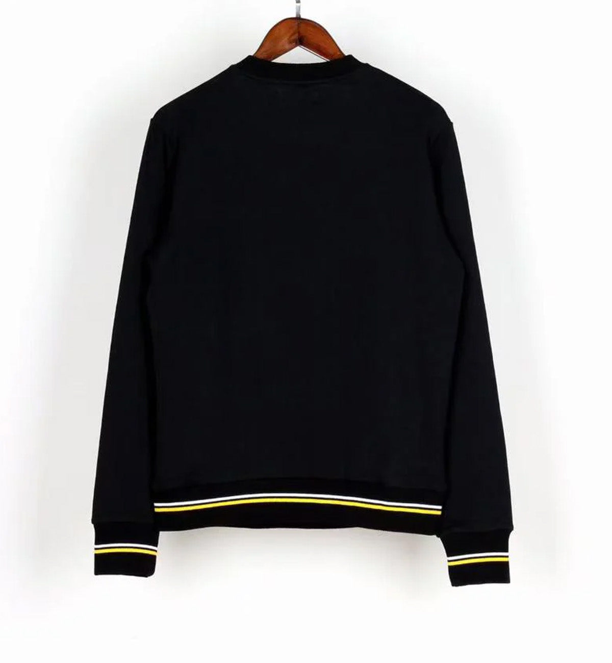 Fred Perry Small Logo Yellow Stripe Sleeve Sweatshirt (Black)