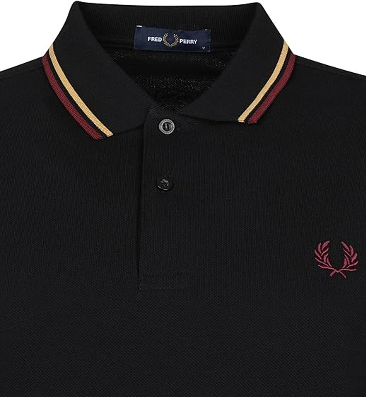 Fred Perry Maroon Cream Stripe Black Polo Shirt