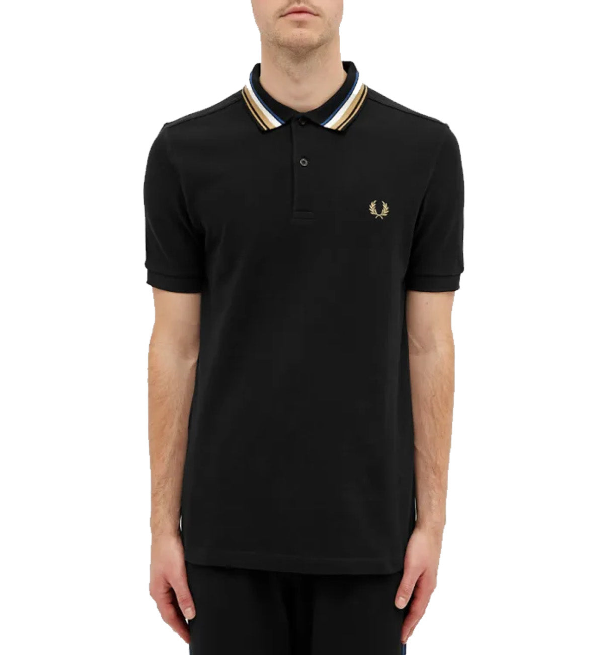 Fred Perry White Blue Brown Striper Black Polo