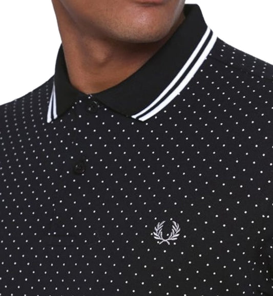 Fred Perry Printed Polka Dot Black Polo T-shirt
