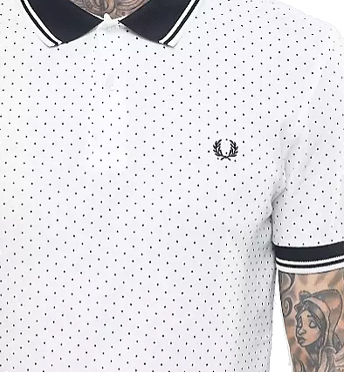 Fred Perry Printed Polka Dot White Polo T-shirt