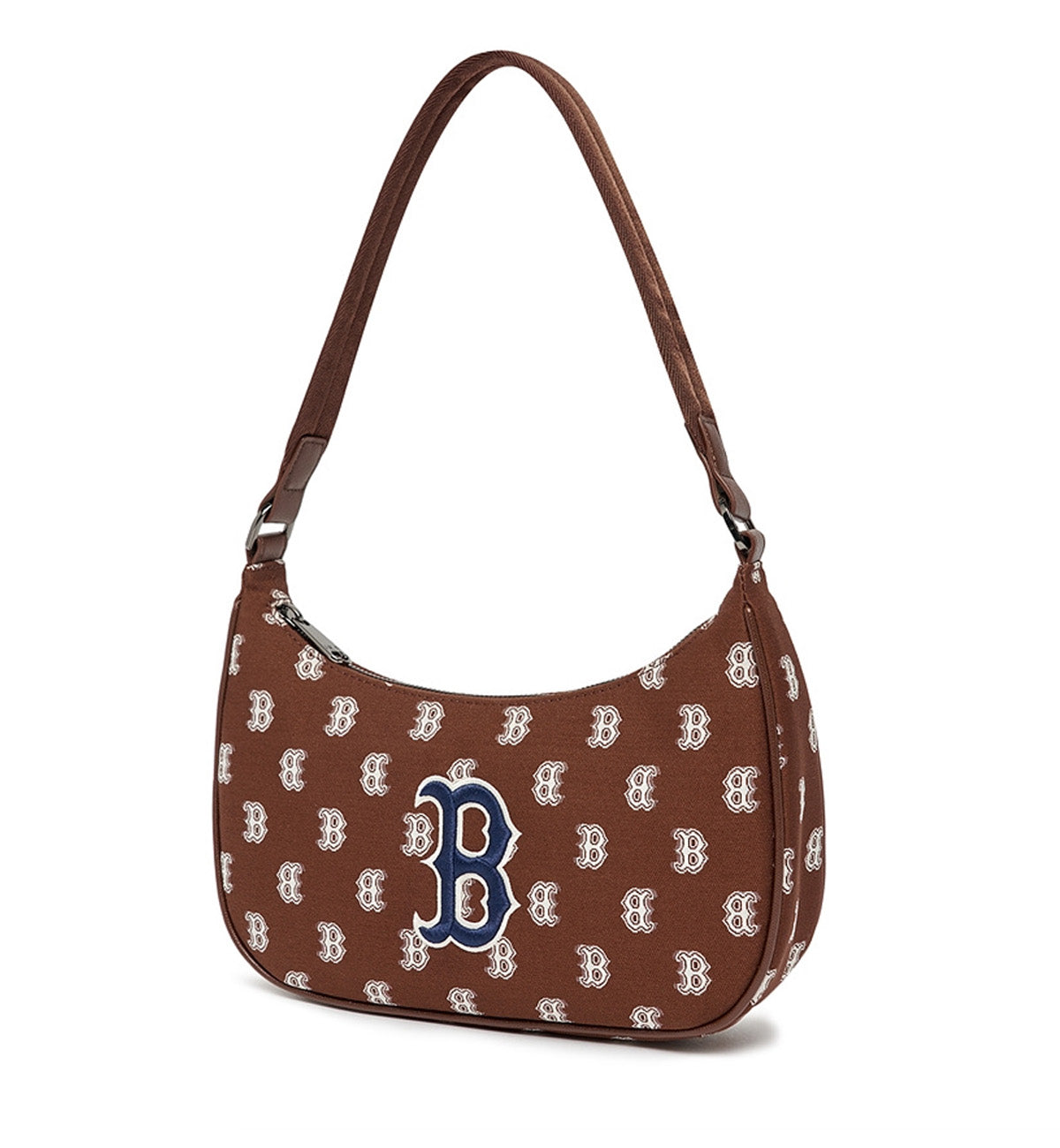 MLB Big Classic Monogram Jacquard L-Hobo Bag (Brown Blue)