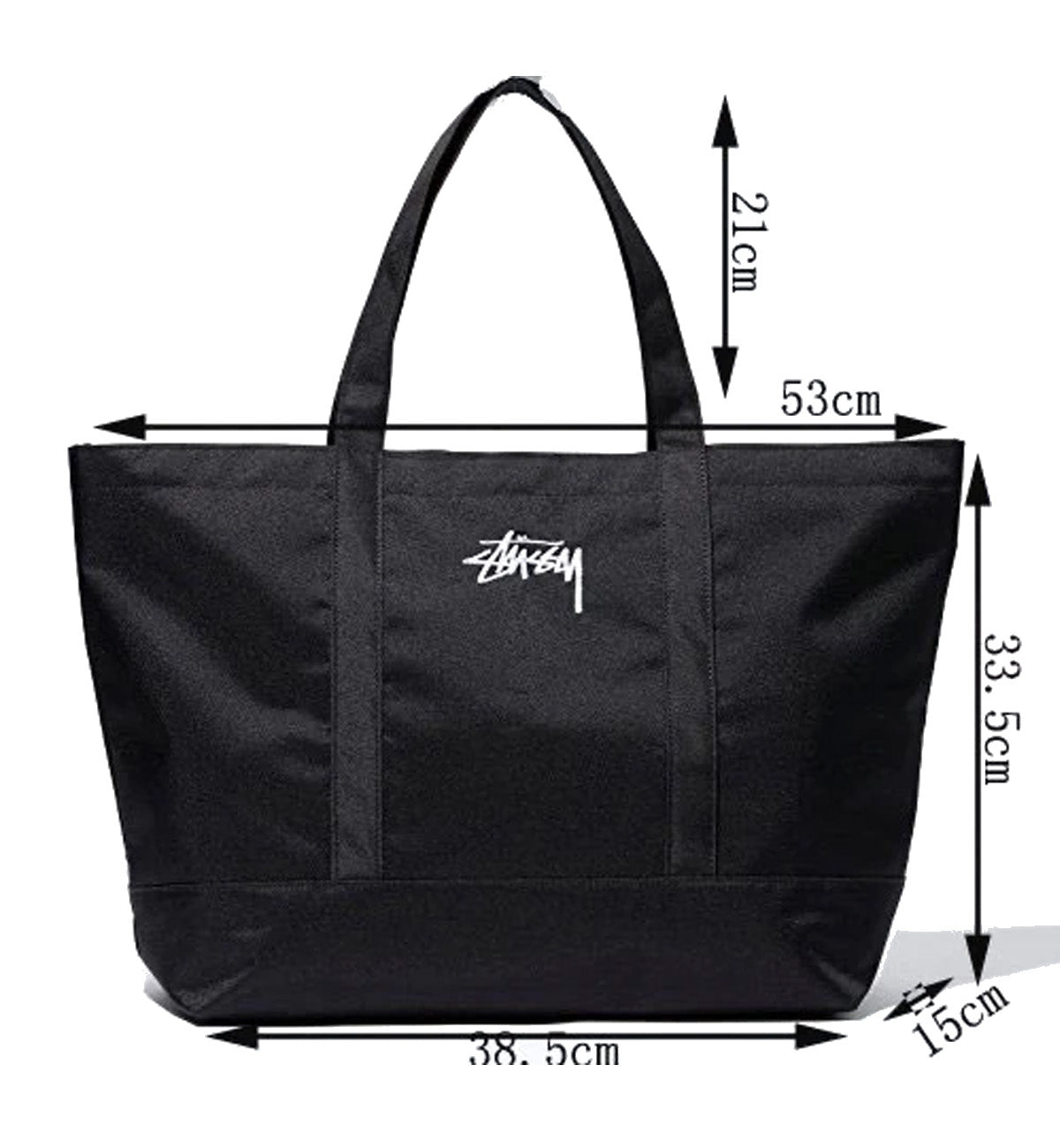 Stussy - Embroidered Logo Canvas Tote Bag in Black