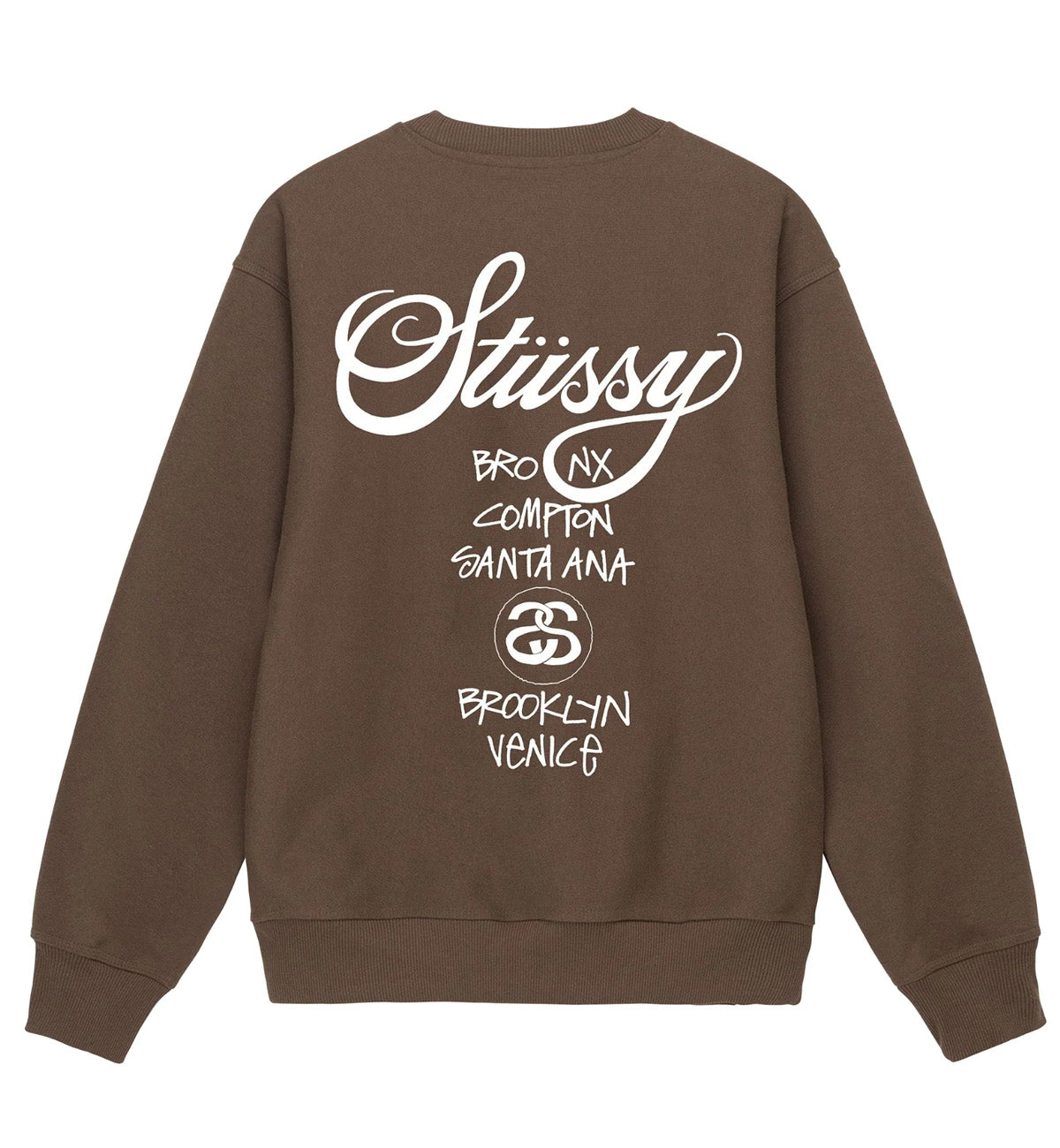 Stussy World Tour Crewneck Sweatshirt (Coffee)