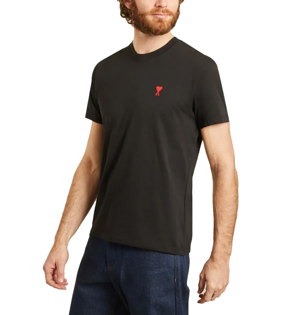 Ami de Coeur Embroidered Small Heart T-shirt (Black)