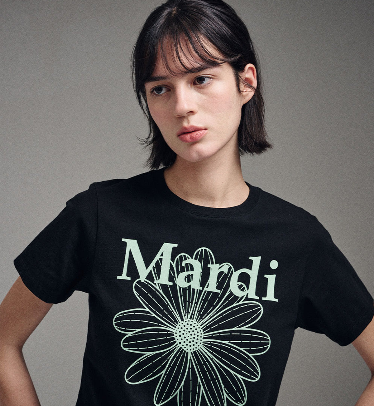 Mardi Mercredi Flower Mardi T-Shirt (Mint Black)