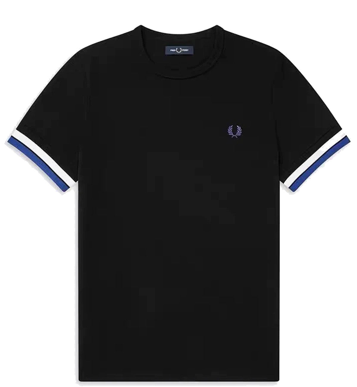 Fred Perry Black Shirt with White Blue Stripe T-Shirt
