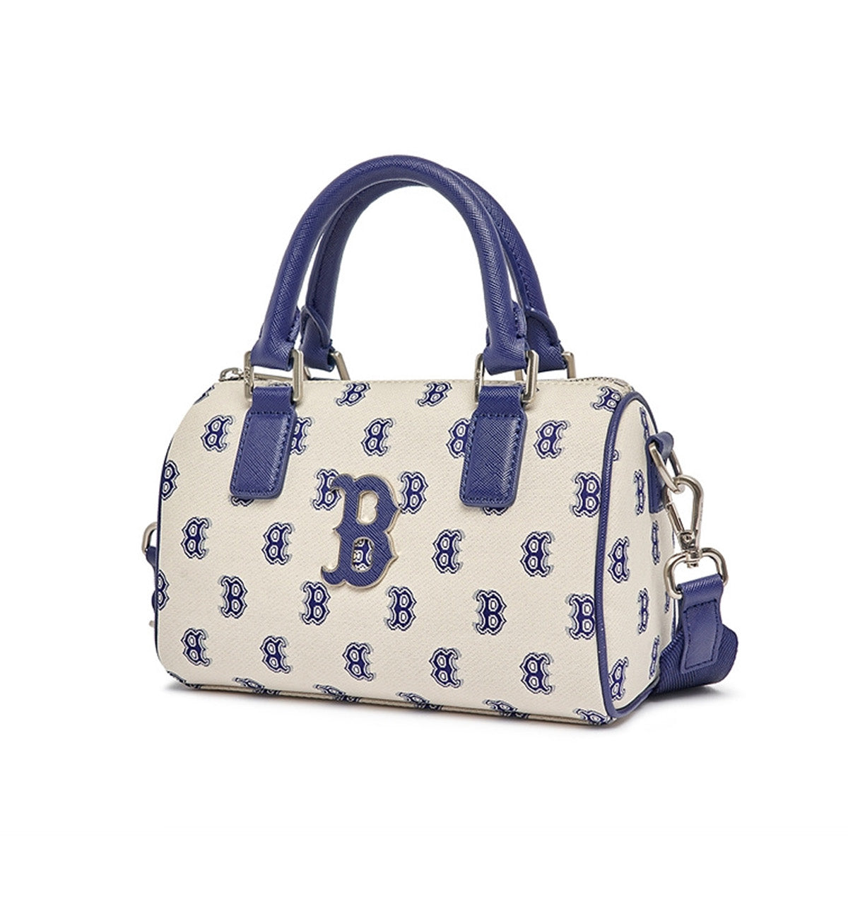 Monotive Coated Canvas S-Boston Bag (White Navy)