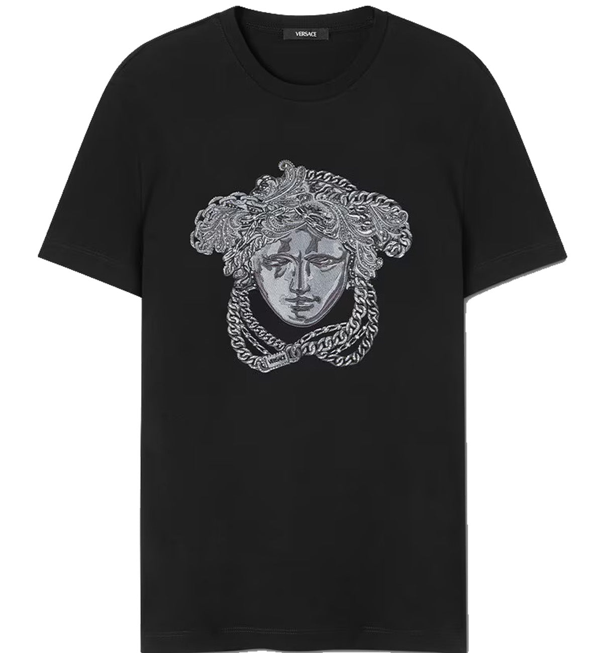 Versace Emroidered Medusa Crystal T-Shirt (Black)