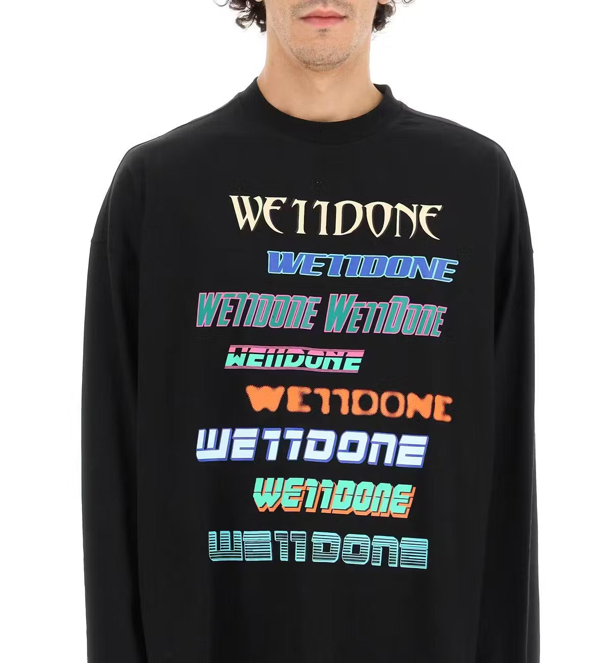 WE11DONE Multi Logo Long Sleeve T-shirt (Black)