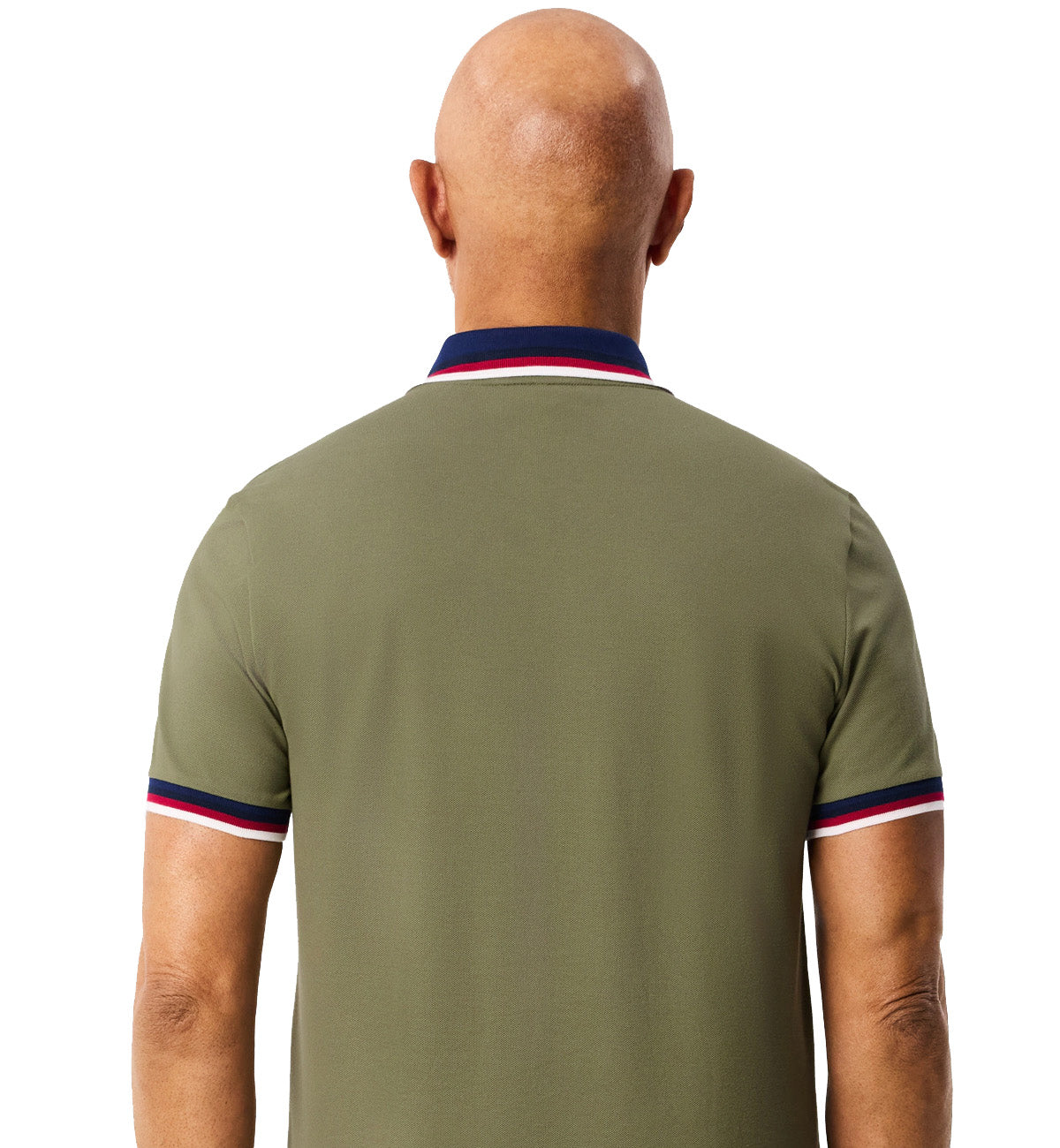 Lacoste Stripe Collar Polo Shirt (Khaki Green)