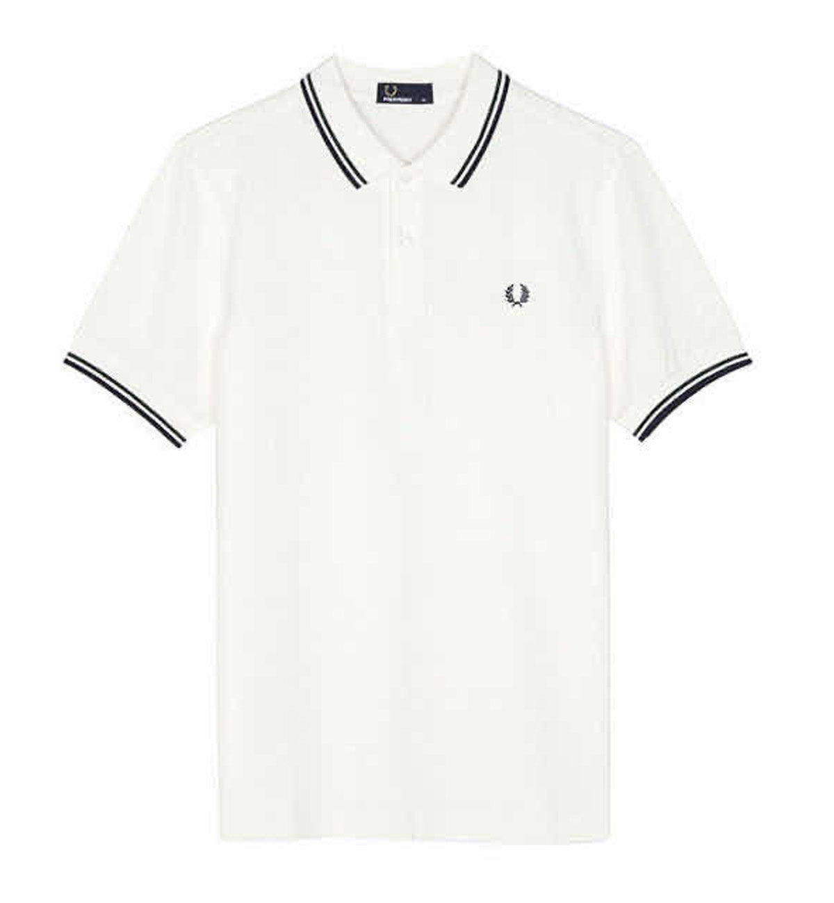 Fred Perry Black Double Stripe White Polo Shirt