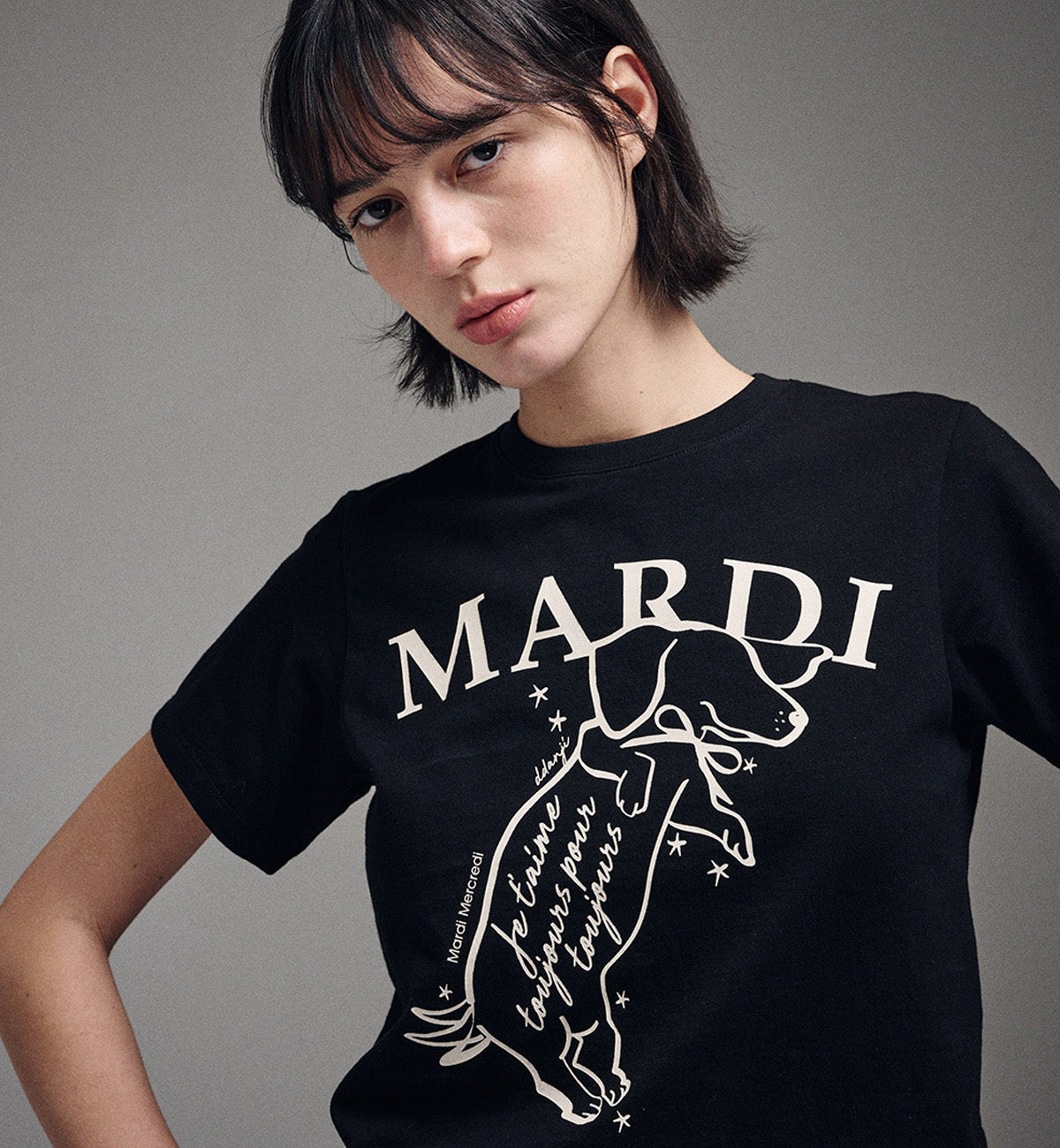 Mardi Mercredi Swing The Tail T-Shirt (Black Cream)