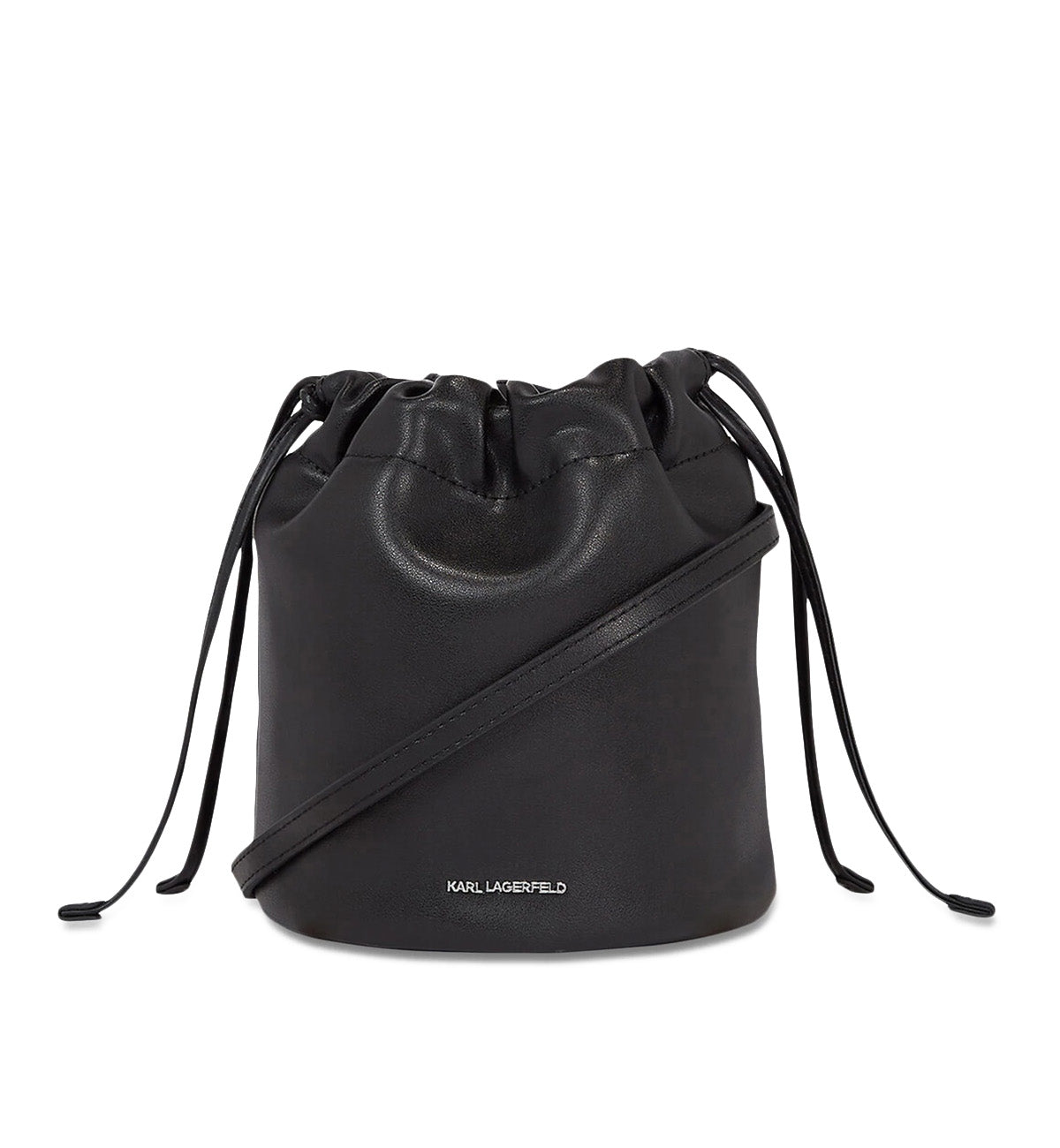 Karl Lagerfeld Black Bucket Bag in Leather