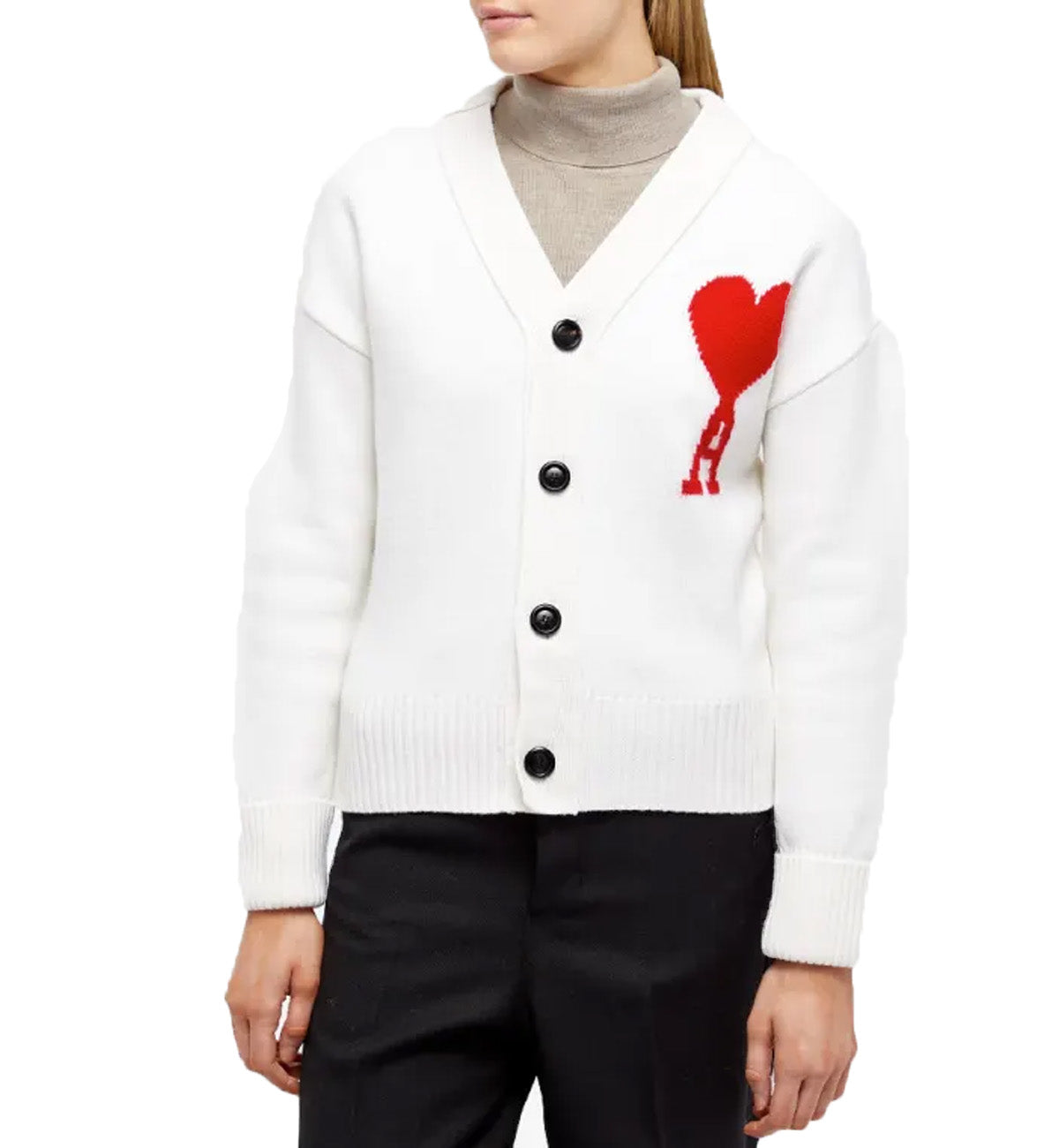 Ami Paris Cardigan Button Jacket (White)