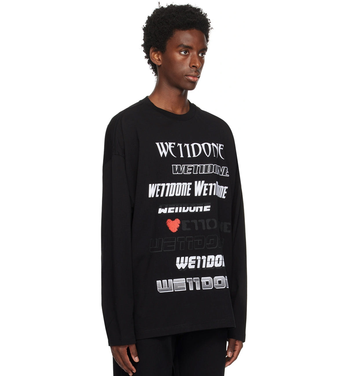 WE11DONE Printed Long Sleeve T-Shirt (Black)