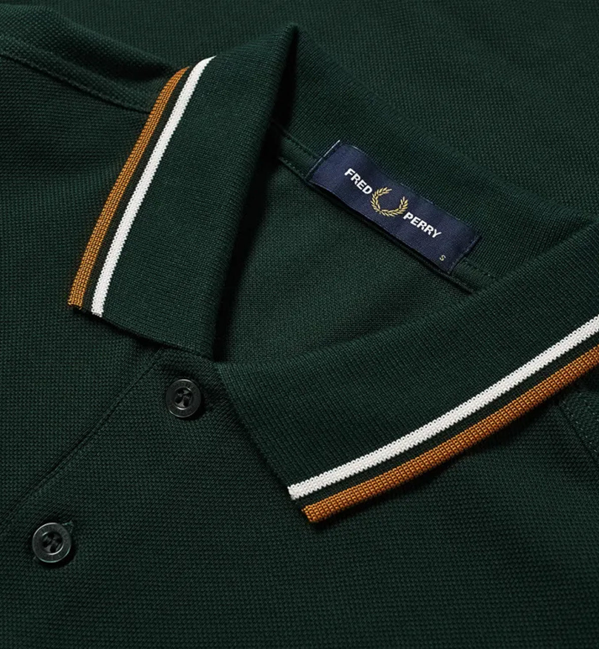 Fred Perry Khaki White Stripe Evergreen Polo Shirt