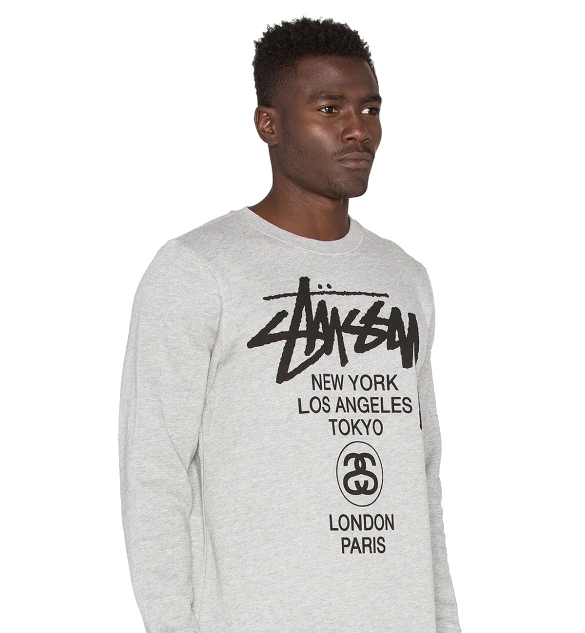Stussy World Tour Crewneck Sweatshirt (Grey)