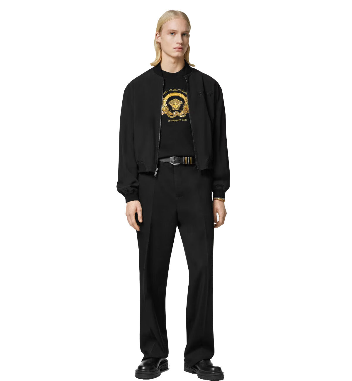 Versace Embroidered Medusa Coupe Blason T-Shirt (Black)
