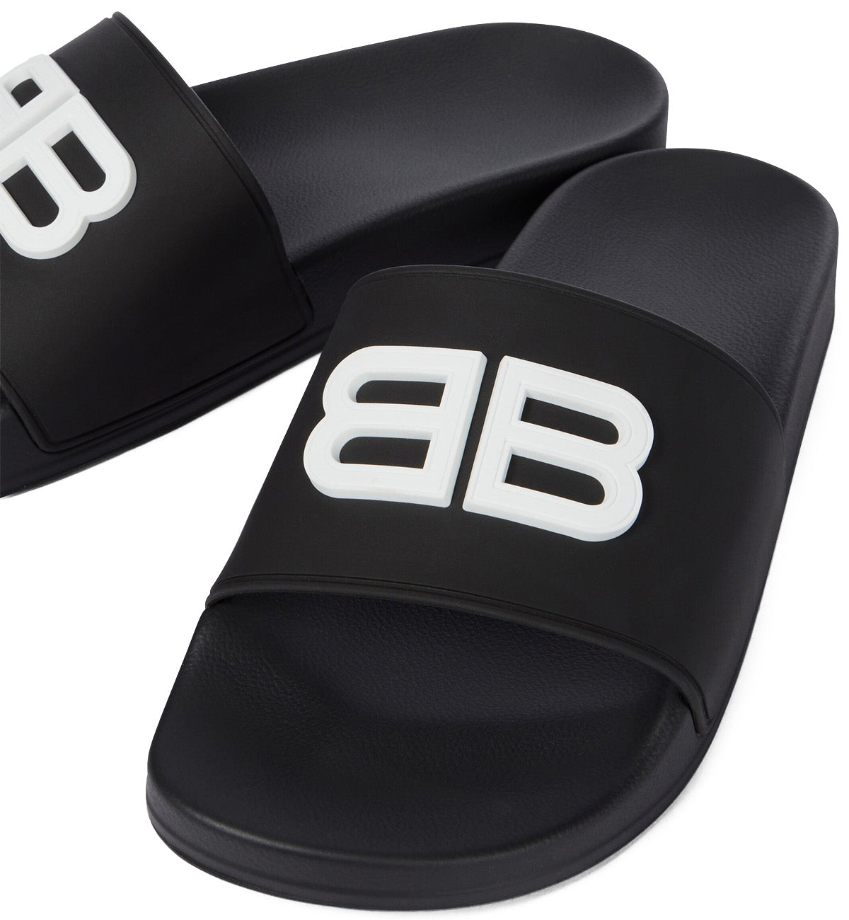 Balenciaga Double B Pool Slides (Black)