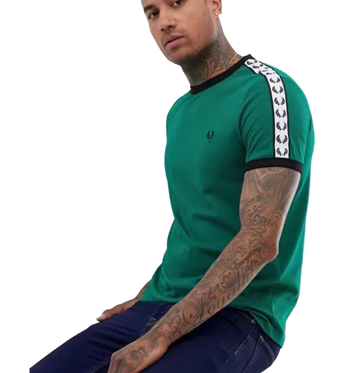 Fred Perry Taped Ringer Tee (Green)