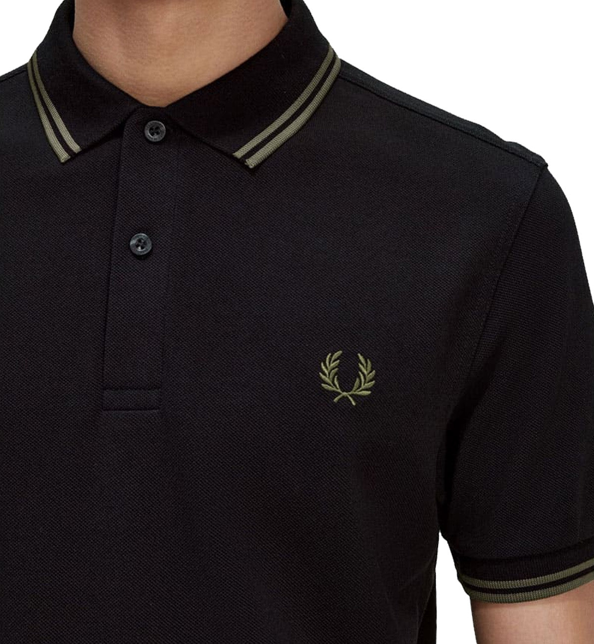 Fred Perry Field Green Double Stripe Black Polo Shirt