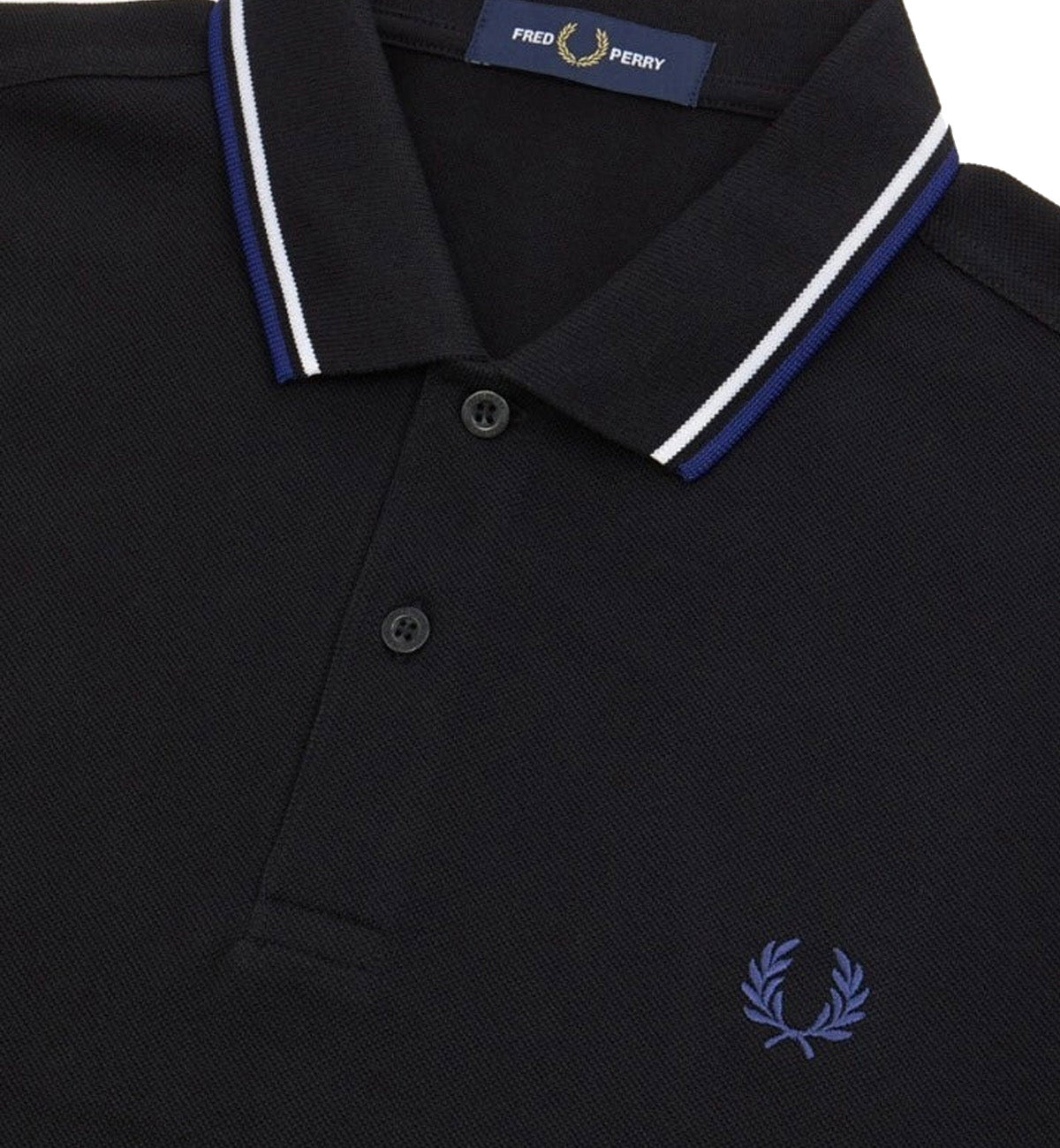 Fred Perry White Blue Stripe Black Polo Shirt