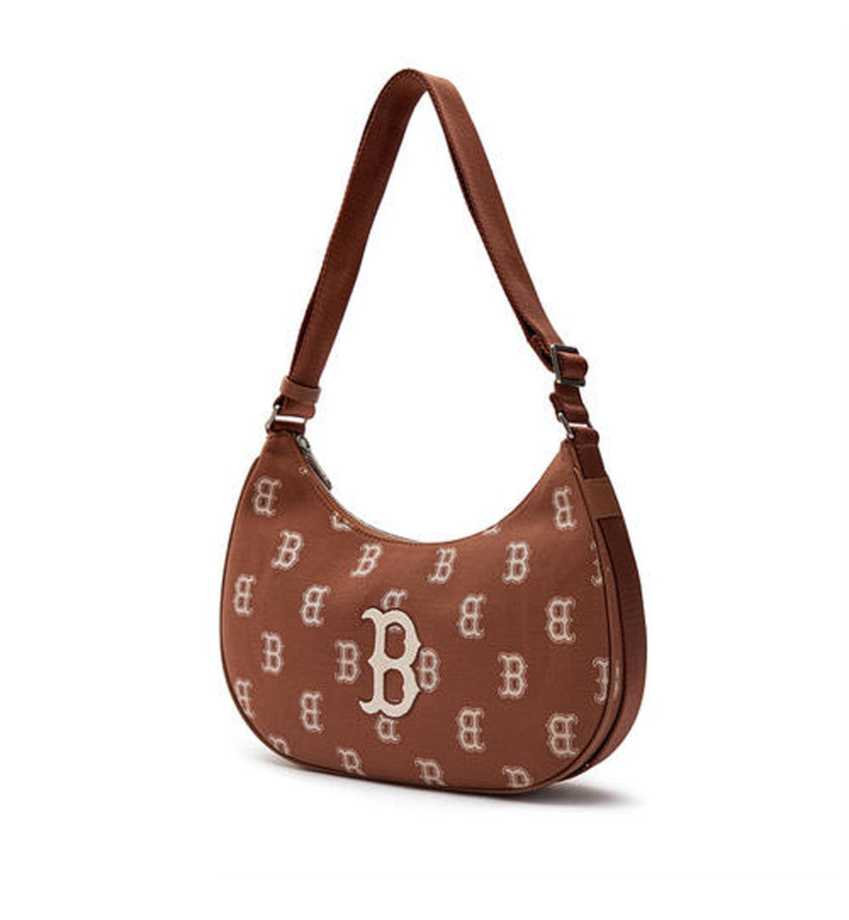 MLB Big Classic Monogram Jacquard L-Hobo Bag (Brown White)