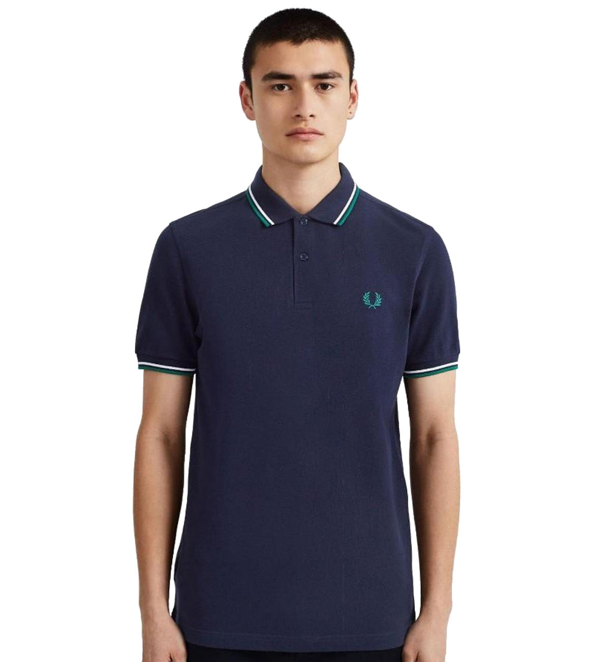 Fred Perry Green White Stripe Navy Polo Shirt